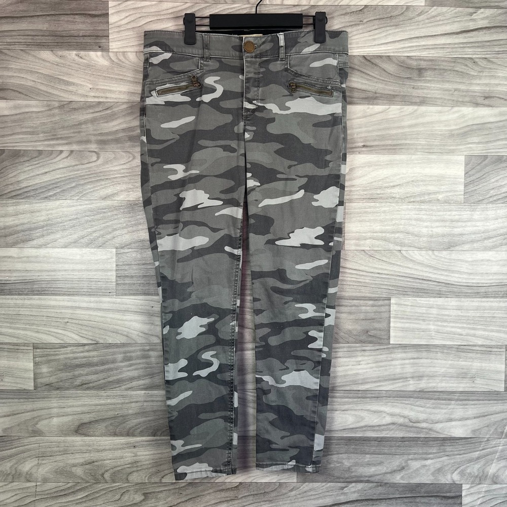 Democracy‎ Ab Technology Ankle Pants Women's 10 Gray Stretch Camouflage Skinny